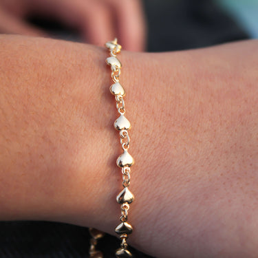 Gold Heart Charm Bracelet